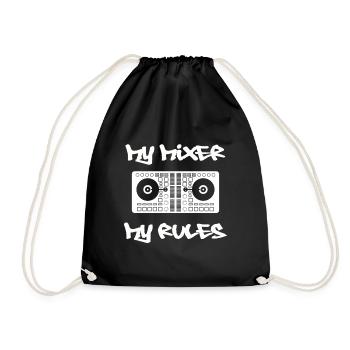 DJ Geschenk Musik Discjockey Disco Techno Rave - Turnbeutel - Schwarz - Vorne