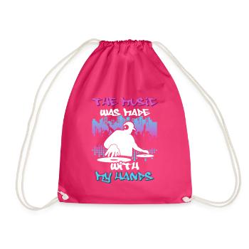 DJ Tshirt for Party Disc Jockey Rave Techno Mixer - Drawstring Bag - fuchsia - Front