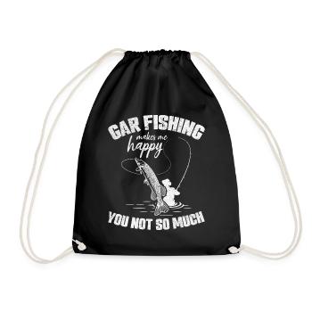 Gar Fishing makes me happy you not so much - Drawstring Bag - black - Front