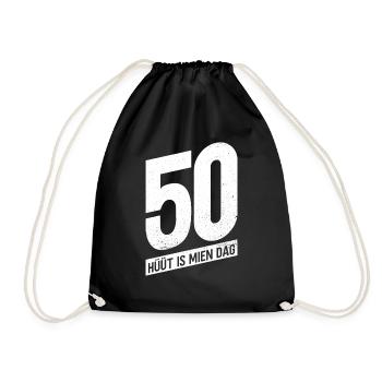 50 - Hüüt Is Mien Dag - 50 Geburtstag Plattdeutsch - Turnbeutel - Schwarz - Vorne