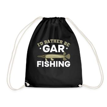 Garfish Gar Fish Garfishing I'd Rather Be Gar - Drawstring Bag - black - Front