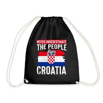 Kroatien Tshirt - Turnbeutel - Schwarz - Vorne