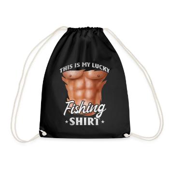 This Is My Lucky Fisherman Funny Fishing Shirt - Drawstring Bag - black - Front