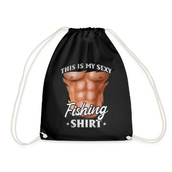 This Is My Sexy Fishing Shirt Fisherman Funny Fishing - Drawstring Bag - black - Front