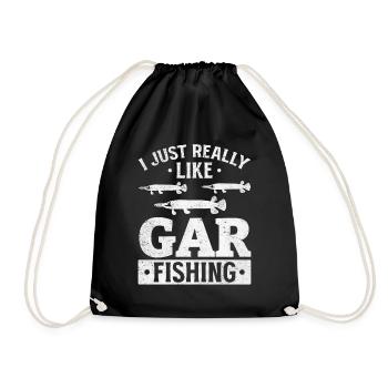 I just like gar fishing garfish fishing - Drawstring Bag - black - Front