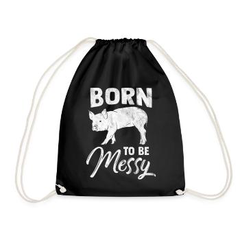 Pig Gift Piglet Kids Piglet Pig Pig - Drawstring Bag - black - Front