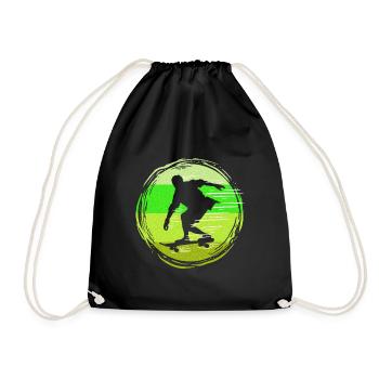 Skater Skateboard Gift Halfpipe Sk8 Ollie - Drawstring Bag - black - Front