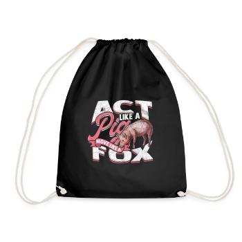 Pig Gift Piglet Kids Piglet Pig Pig - Drawstring Bag - black - Front