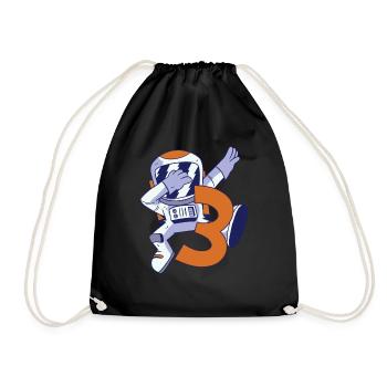 3rd Birthday Astronaut 3 Years Space Galaxy - Drawstring Bag - black - Front