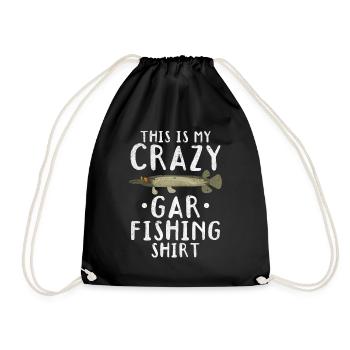 This Is My Crazy Gar Fishing Shirt Garfish Fishing - Drawstring Bag - black - Front