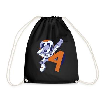 4th Birthday Astronaut 4 Years Space Galaxy - Drawstring Bag - black - Front