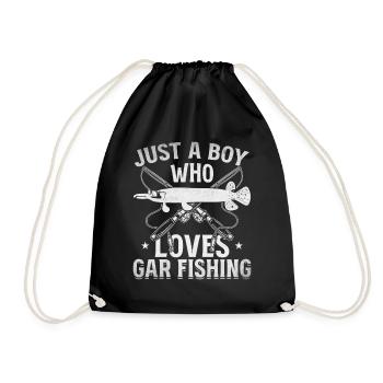 Garfishing Garfish Fishing Just a boy, the Gar - Drawstring Bag - black - Front