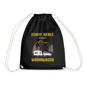 Wohnwagen Camper lustig - Turnbeutel - Schwarz - Vorne