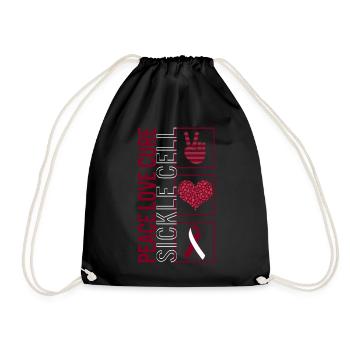 Peace Love Cure Sichelzelle T Shirt - Turnbeutel - Schwarz - Vorne