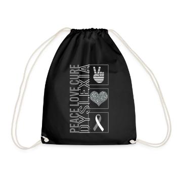 Peace Love Care Dyslexia T Shirt - Drawstring Bag - black - Front