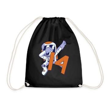 14th Birthday Astronaut 14 Years Space Galaxy - Drawstring Bag - black - Front