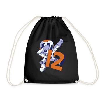 12th Birthday Astronaut 12 Years Space Galaxy - Drawstring Bag - black - Front