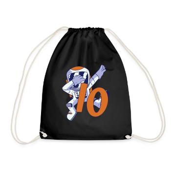 10th Birthday Astronaut 10 Years Space Galaxy - Drawstring Bag - black - Front