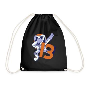 13th Birthday Astronaut 13 Years Space Galaxy - Drawstring Bag - black - Front