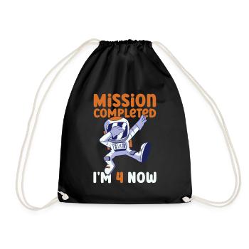 4th birthday astronaut 4 years - Drawstring Bag - black - Front