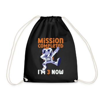 3rd birthday astronaut 3 years - Drawstring Bag - black - Front