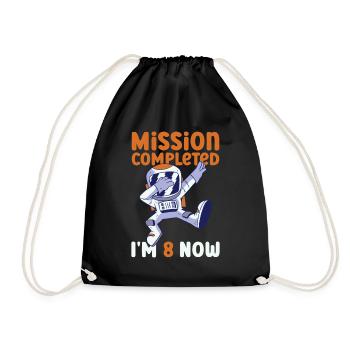 8th birthday astronaut 8 years - Drawstring Bag - black - Front
