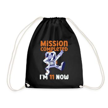 11th birthday astronaut 11 years - Drawstring Bag - black - Front