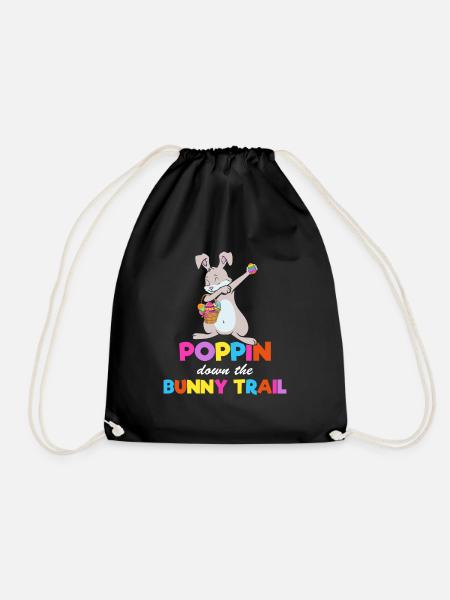 Poppin Down The Rabbit Trail Dabbing Rabbit - Turnbeutel - Schwarz
