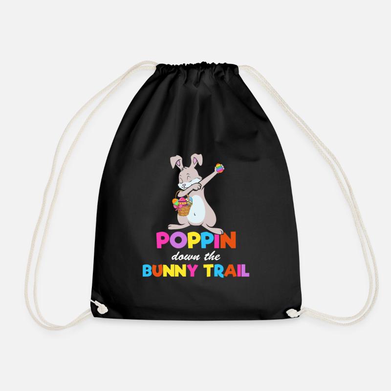 Poppin Down The Rabbit Trail Dabbing Rabbit - Turnbeutel - Schwarz