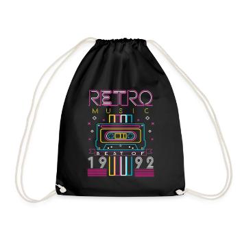 Best Of 1992 Retro Cassette Vintage Birthday - Drawstring Bag - black - Front