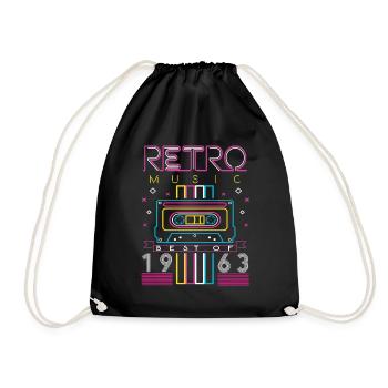 Best Of 1963 Retro Kassette Vintage Geburtstag - Turnbeutel - Schwarz - Vorne