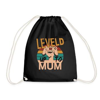 Leveld up to Mum Gaming Zocken - Drawstring Bag - black - Front