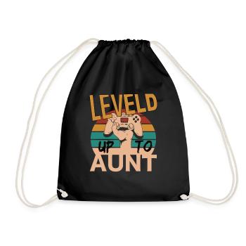 Leveld up to Aunt Gaming Zocken - Drawstring Bag - black - Front