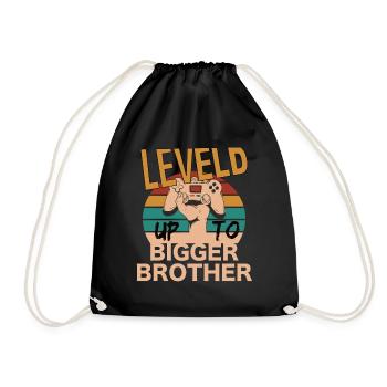 Leveld up to Bigger Brother Gaming Zocken - Drawstring Bag - black - Front
