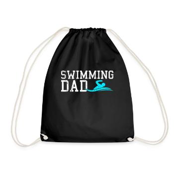 swimming dad - Drawstring Bag - black - Front