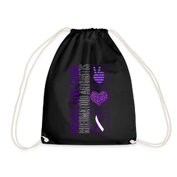 Peace Love Cure Rheumatoid Arthritis T Shirt - Drawstring Bag - black - Front