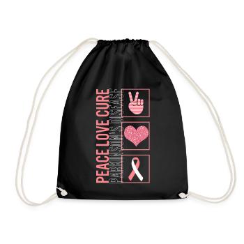 Peace Love Cure Parkinson's Disease T Shirt - Drawstring Bag - black - Front