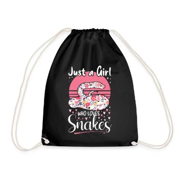 Snake Serpent Flower Floral Just A - Drawstring Bag - black - Front