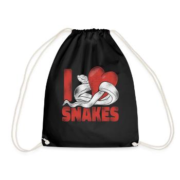 Snake Serpent Heart Vintage I Love - Drawstring Bag - black - Front