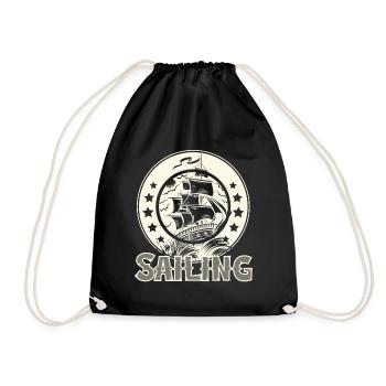 Sailing Sailor Sailboat - Drawstring Bag - black - Front