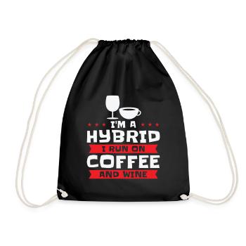 Kaffee Wein Hybrid Alkohol Kaffeesüchtig - Turnbeutel - Schwarz - Vorne