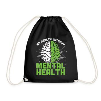 Gehirn No Health Without Mental Health - Turnbeutel - Schwarz - Vorne