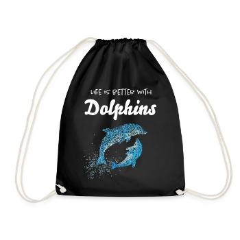 Dolphins Bottlenose Dolphin Ocean Dolphin Lovers - Drawstring Bag - black - Front