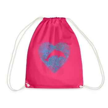 Dolphin bottlenose dolphin lover swimming - Drawstring Bag - fuchsia - Front