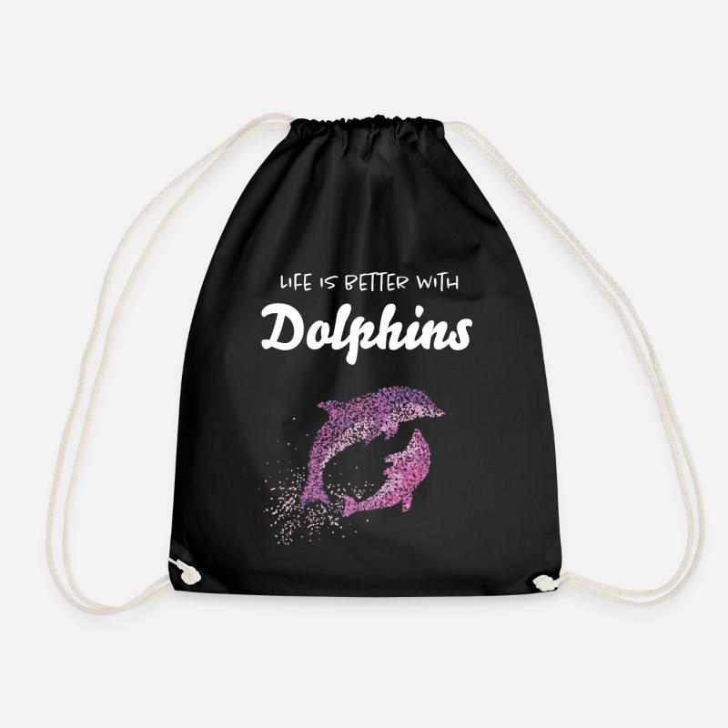 Life Is Better With Dolphins Delfine - Turnbeutel - Schwarz
