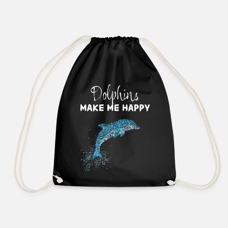 Dolphins Make Me Happy Delfinschwimmen - Turnbeutel - Schwarz