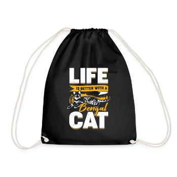 Bengal Cat Leopard Cat Gift - Drawstring Bag - black - Front