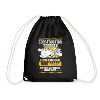 Lustiges Baustelle Bauleitung Bauleiter Geschenk - Turnbeutel - Schwarz - Vorne