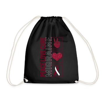 Peace Love Cure Migraine T Shirt - Drawstring Bag - black - Front