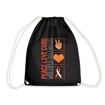 Peace Love Cure Multiple Sklerose T-Shirt - Turnbeutel - Schwarz - Vorne
